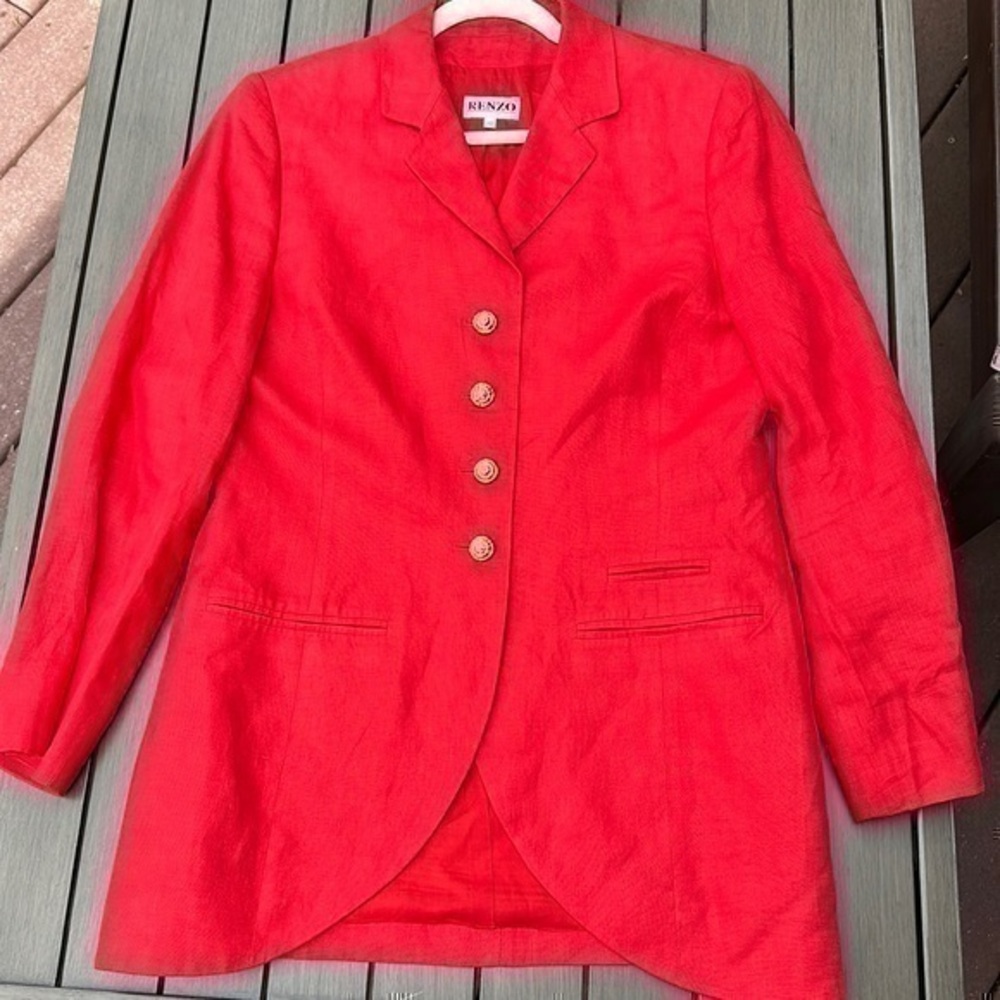 Renzo linen jacket blazer with gold four buttons